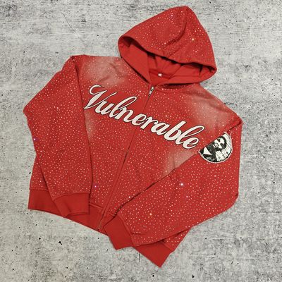 Sweat-shirt à capuche surdimensionné ample et ample en diamant de luxe personnalisé, streetwear vintage, sweat à capuche lourd avec strass pour hommes