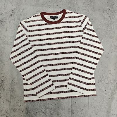 Vêtements de rue personnalisés de haute qualité 100% coton DTG imprimant Ringer Loose surdimensionné Crewneck rayé T-shirt à manches longues Hommes