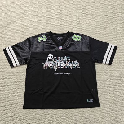 Logo imprimé sur écran en strass américain Retro Football Jersey Homme de haute qualité Mesh Boxy Trimé Rugby Jersey